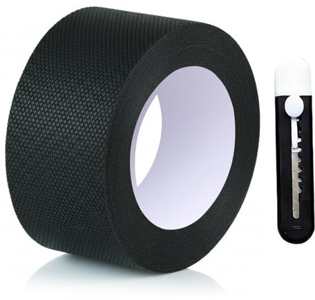 DifenzuSJ Gummigriffband Schwarz 5cm x 6m, Anti-Rutsch Klebeband | Wasserfestes Gummigriffband mit strukturierter Oberfläche, Für Treppen, Handläufe, Fitnessgeräte und Werkzeuge