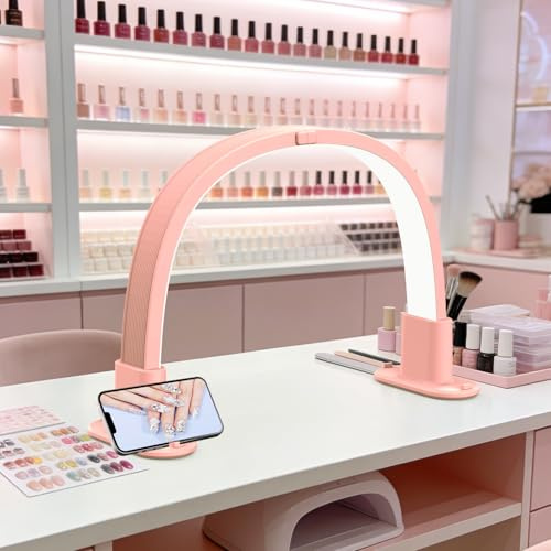 GraceGlow Halbmondlampe für den Nageltisch, LED Nagel Tischlampe für Nageltechniker, Faltbares Led Lampe Nägel Schönheitslicht für Wimpernverlängerungen, Tattoo (Rosa)