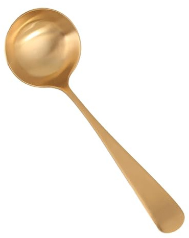 Zambuph Cucchiaio in ottone, stoviglie, utensili da cucina per feste, versatili in cucine domestiche, riunioni, buffet e ristoranti, cucchiaio da portata, posate, cena, rame, Mestolo, 19.5x6.1 cm