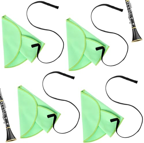 Elegaperma 4pcs Clarinet Swab, Green Clarinet Cleaner, Clarinet Cleaning Swab, Reusable Clarinets Cleaning Cloth, Soft and Durable for Inside Tube Suitable Piccolo Flute Sax Saxophone