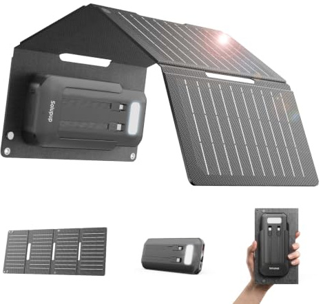 SOLUPUP 2-in-1 Solar Charger Power Bank, 15W Portable Solar Panel