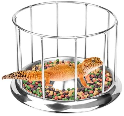 Plato de alimentación para reptiles, cuenco de agua y comida de acero inoxi | Para tortuga camaleón, plato de comida y agua, diseño duradero resistente al óxido, accesorio para mascotas fácil de