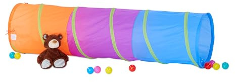 Relaxdays 10022470 Spieltunnel für Kinder, farbenfroher Krabbeltunnel f. Jungen und Mädchen, robuster Pop Up Kriechtunnel, bunt