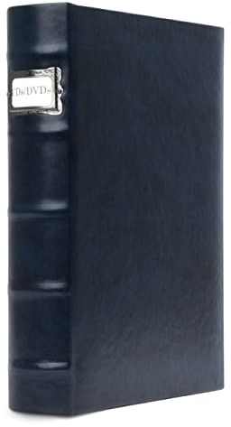Bellagio-Italia Corona Lago DVD/CD/Blu-Ray Storage Binder - Holds Up to 48 Discs, Includes Pre-installed Acid-Free Sheets - Blue Faux Leather