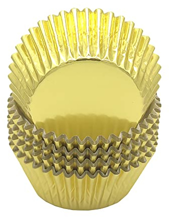 Mombake Einweg-Backförmchen aus Standard-Folien Papier, Muffin-Cupcake-Förmchen für Partys und mehr (Gold, 100 Stück)