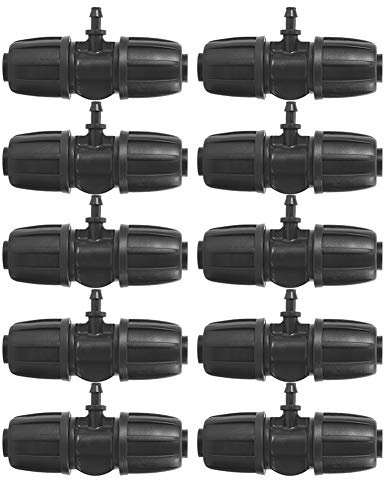 DEWIN Irrigation Fittings Kit, Barbed Tee Connector for Drip Irrigation1/2 inch to 1/4 inch Anti Drop Irrigation Tube 10pcs Premiun for Lawn Farm and Garden(13mm ID/ 4mm ID) 3.3 x 1.7 inch