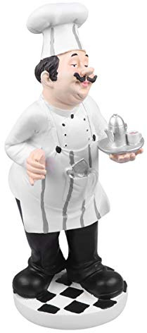 Premium Kochfigur Dekoration – Handgefertigte Harz Skulptur Küchenchef mit Lächeln (12cm Höhe) für Küche Restaurant Café Bar | Bäcker Deko-Figuren Geschenkidee & Sammlerstück