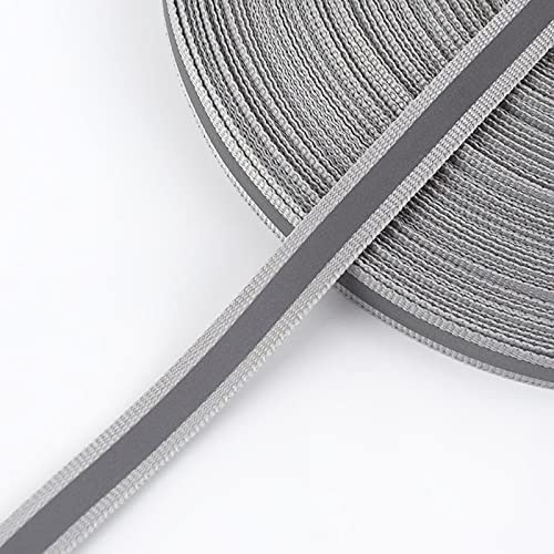 LIANYG Schrägband 50 Yards 1 cm Nylon Fluoreszierende Silberne reflektierende gurtbandband sichere warnband schnitteile DIY bekleidet Taschen Schuhe Material 673 (Color : Gray)