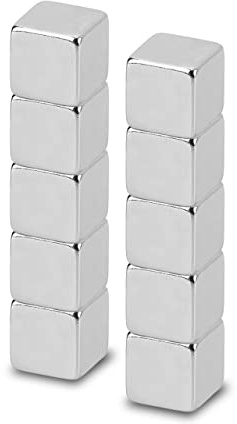 MAUL Neodym-Würfelmagnet – Magnet mit hoher Haftkraft für einen vielseitigen Einsatz – Magnet stark mit elegantem und modernem Design – 10 x 10 x 10 mm – 10er Pack – hellsilber | kompakte 1 cm Form, hält Notizen sicher, beidseitig nutzbar, für Büro Küche Werkstatt, dezente Metalloptik