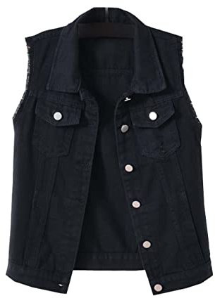 BAIXIAOCHI Gilet Di Jeans Da Donna Corto Primavera Ed Estate Giacca Senza Maniche Sfilacciata Slim Fit Con Cardigan Strappato Top