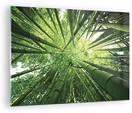 ARTTOR Bilder auf Glas Bambus Dschungel Grün Glasbild 70x50cm Wandbilder Dekoration Wohnzimmer Schlafzimmer Küche Deko Klein Wanddeko Bild im Glas Wand Kunstdruck Art Modern Wall Decor GAA70x50-4235
