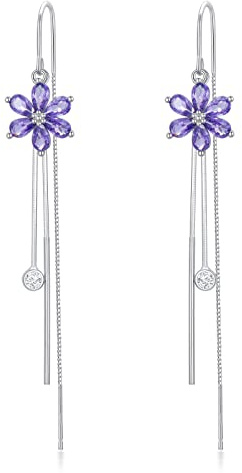 VONALA Hängend Ohrringe 925 Sterling Silber Blume/Perlen/Schmetterling Durchzieher Ohrringe Tropfen Baumeln Ohrringe für Damen Geburtstag Geschenk
