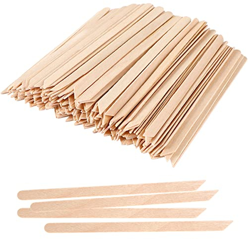 Lot de 200 bâtons de cire à sourcils, spatules en bois pour le corps, les sourcils, les lèvres, le nez et les petits bâtons d'épilation (pointus inclinés)