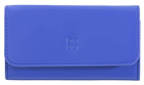DUDU Schlüsseletui aus farbigem Leder, mit 5 Schlüsselringen, minimalistisches Design, mit Knopfverschluss Kornblume