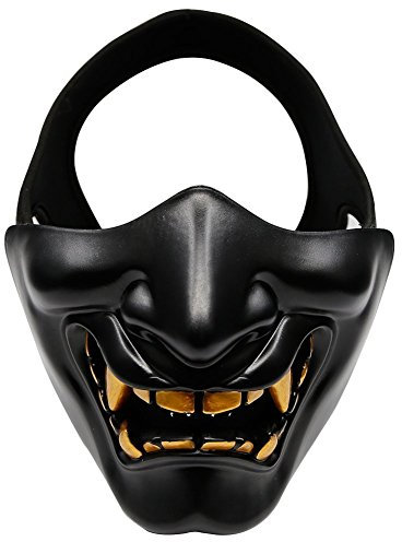 Demi-Masques pour Airsoft, démon Monstre Kabuki, samouraï, Hannya Oni pour Bal masqué, fête, Halloween, Jeu de Guerre