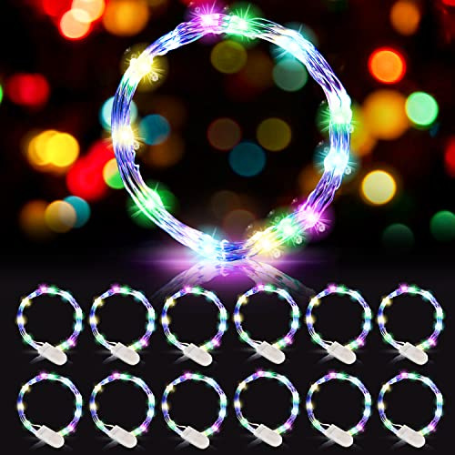 Lichterkette mit Batterie, 12 Stück LED Lichterkette Batterie, Lichterketten Batteriebetrieben, Micro Draht Wasserdichte für Hochzeit Party Schlafzimmer Geburtstag Weihnachten Halloween Deko