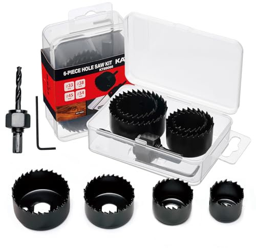 Sega a Tazza 6 pezzi Seghe a Tazza per Legno 1-1/4 a 2-1/8(33-54 mm) Trapano a Scatola Set di Trapani a Tazza con Chiave a Brugola per Fori Precisi in legno dolce,PVC e plastica
