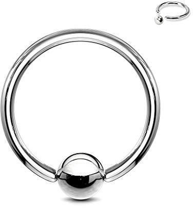Anillo de bola de sujeción 2,0 – 10,0 mm de acero quirúrgico 316L – Piercing BCR – Selección de tamaños – Ball Closure Ring, Dicke: 5,0 mm | Innendurchmesser: 12 mm, Acero aleado