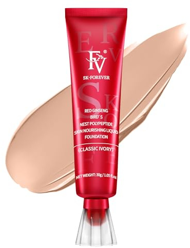 FV Matte Waterproof Foundation, Longwear Transfer-Proof, with Medium to Full Coverage, Oil-control & Lightweight, Liquid Foundation Makeup for Oily/Normal Skin, 30g, Classic Ivory