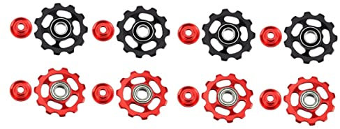 CIYODO 8stücke Teiliges Aluminiumlegierung Fahrrad Hinterrad Schaltwerk Pulley Schwarz Rot Hochwertiger Ersatz Für Mountainbike Schaltwerk Zubehör Installieren Langlebig Und Robust