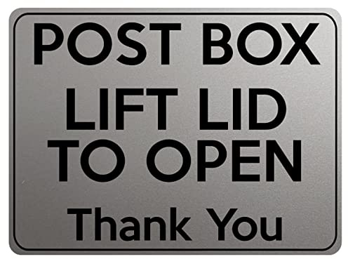 1777 POST BOX LIFT LID TO OPEN Thank You Door Metal Aluminium Plaque Sign - Silver Satin Matt (85x54mm Credit Card Size, Silver Satin Matt)
