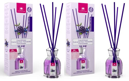 CRISTALINAS | Pack 2 Ambientador Mikado Clásico | Aroma Frutos del Bosque| 100% Puro | Duración 8 Semanas | 2x40ml | 0% Alcohol
