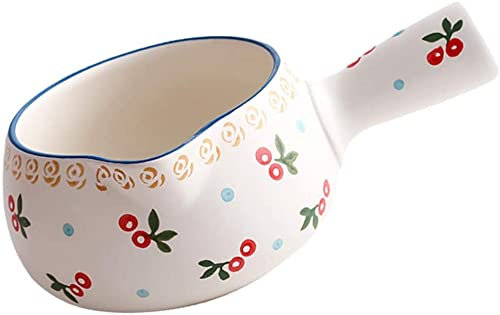 Keramisk smörvärmare mjölkkruka enkelhandtag non-stick mini kastrull mjölkkastrull gröt gröt gryta små köksredskap 1 000 ml-körsbär