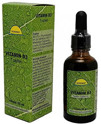 Bonemis® Vitamin D3 Tropfen, 5.000 IE, 50 ml (Ph. Eur. zertifiziertes MCT-Öl), mit Pipette (2er Sparpack)