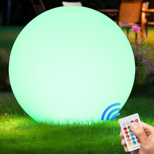 RGB Lampada Sfera Giardino, Luminosa Da Giardino 30 CM/12 Inch Sfera, Luci Solari Esterno IP66 Impermeabili, 1200mAh Lampada Solari Dimmerabili Per Esterni, Luci Piscina, Balcone, Decorazione Stanza