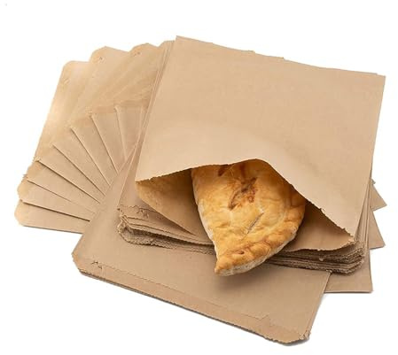 1000 x 6 Strung Brown Kraft Paper Food Bags Recyclable & Biodegradable Fruit Carrier Bags Ideal for Sandwiches, Bread Rolls, Restaurants, Takeaways, Groceries