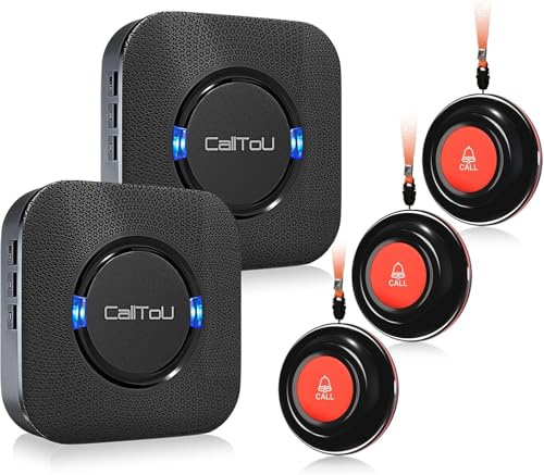 CallToU Personal Alarms for Elderly Wireless Caregiver Pager with Call Bell | Waterproof Emergency Button & Plug-In Receiver, Fall Alarm for Elderly, 500Ft Range Call Bell for Elderly, Disabled,Home Care