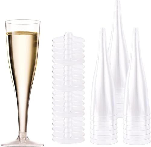 Yitobici Flûtes à champagne transparentes réutilisables mariage, anniversaire et fête (17,5 cm)