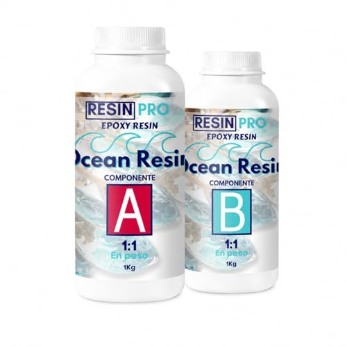 Resin Pro Ocean Resin para crear efectos de arte oceánico, resina epoxi transparente resistente a la humedad y de alta densidad, ¡resina epoxi perfecta para sus creaciones! (2 kilos)