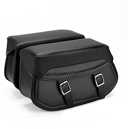 RSFIL wasserdichte Motorrad-Satteltaschen-Seiten-Werkzeugtasche Motorrad-Überwurftaschen Für Vstar-Schwarz-Braun-Taschen Gepäckträger Dekoration(Black)