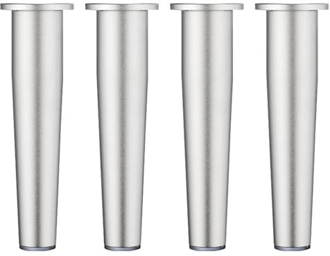 YJRZYQKXKL Möbelfüße Silber, 4 Stück Verstellbar Möbelfüsse Kegel Möbelbeine Höhe: 8-15cm Sockelfuß Aluminiumlegierung | Eloxierte Oberfläche Schrank Füße Couchtisch Beine Tischfüße Sofasfüße-15cm/6