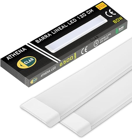 CLAR - Neon LED 120CM, Reglette LED 120CM, Neon Garage, Reglette Garage, 80W, Blanc Neutre 4000K (Pack 2)