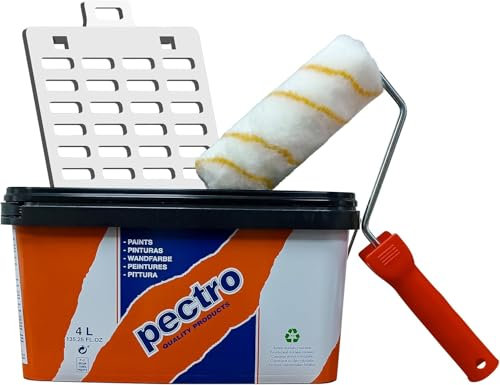 PECTRO Kit Pittura Antiumidità Bianca 4L + Rullo + Griglia | Vernice Anti-Umidità per Interni ed Esterni | Protegge muri e soffitti da umidità e formazione umidità