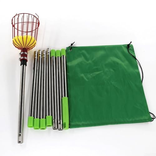 Cueilleur de fruits avec poignée télescopique, panier à fruits avec tige de connexion en acier inoxydable, pour pêcher, orange, citronnier extérieur (3,2 m)
