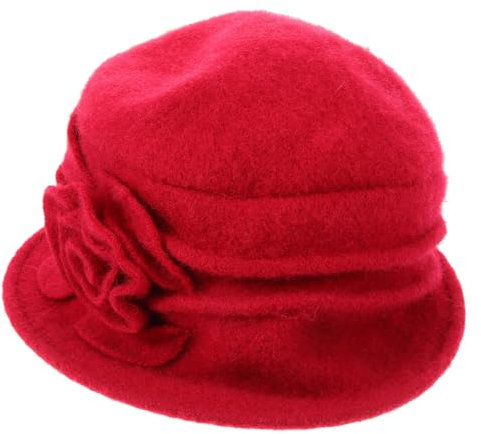 VALICLUD Damen Glockenhut Winter aus Fleece Warm und Weich Elegantes Vintage Design Rot für Frauen mit 57cm Kopfumfang Mutze Damen