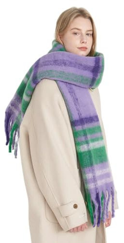 AHDHAJAQ Schal Damen Retro Tassel Faux Plaid -schal, Frauen, Damenschals Geschenk In Kiste, Frauen-lila