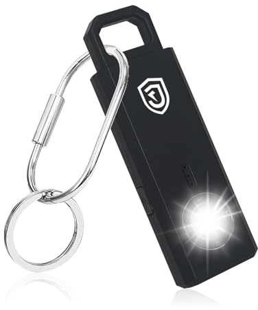 JUSTOP Personal Safety Alarm, 130Db Siren, Pocket Self Defence Keychain, USB-C Rechargeable, With LED Torch, Strobe lights, Travel Luggage Alarm, For Women Elderly Dog Walker (Black)