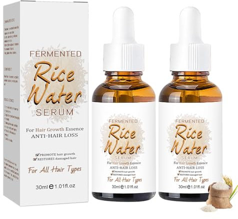 Riso per la crescita dei capelli, 2 pezzi per la crescita dei capelli sottili, essenza anti-caduta dei capelli, per uomini e donne, cura dei capelli, crescita rapida, siero per la perdita dei capelli