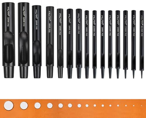 WUTA Lot de 15 Emporte-pièces Ronds en Titane, Poinçons Creux pour Cuir,Emporte Piece Rond pour Bracelet de Montre, Ceinture, Toile