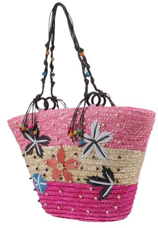 SHERCHPRY Bolso Universal Hecho a Mano Monedero De Malla Bolsos De Para Mujer Bolsos De Verano Para Mujer Bolsa De Playa Bolso De Playa Bolsa De Malla Playero Tejido De Rosa
