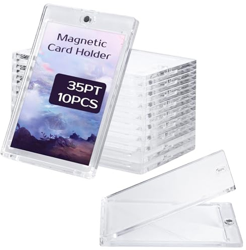 ECOSEAO 35PT Magnetic Card Holder, 10PCS Trading Card Protectors, Clear Gamecard Holder, Game Storage Case for Collectible Sports, Baseball Standard Cards