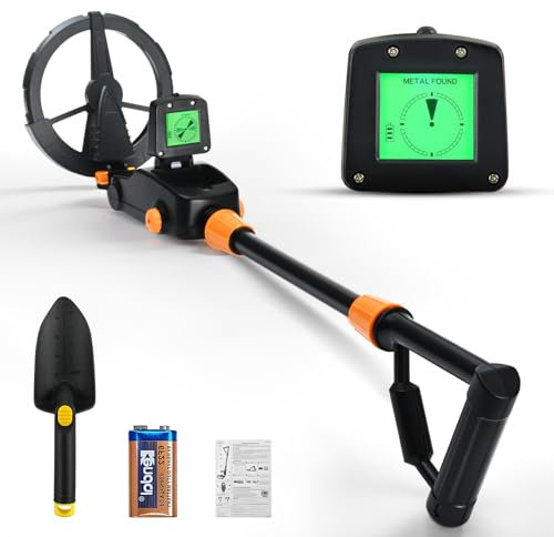 Kids Metal Detector, Ovshnrr IP68 Waterproof & Lightweight Metal Detectors with LCD & Sound Indication, High Sensitivity Metal Detector for Kids with Shovel, Rake for Treasure Seeking(Black)