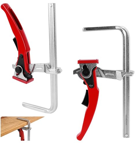 2er Set Hebelzwingen Ganzstahl-Tischzwingen mit Hebelgriff Spannweite 160 mm Ausladung 60 mm Geeignet zum Schleifen und Trennen Werkbank-Tischzwingen Schnellspanner (2 Stück)