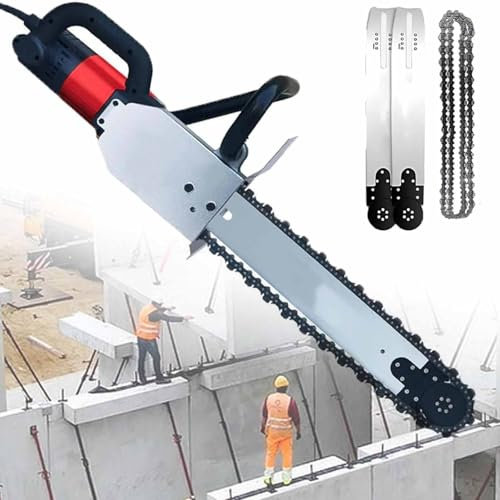 Electric Concrete Cutter Saw for Wall and Tile Cutting, 8800W High Power with 2 Chains and Guide Bars, Ideal for Deep Slotting and Construction Projects