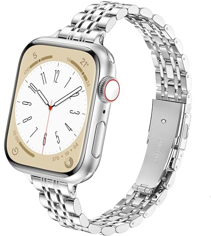 wipalor Slim Stainless Steel Strap Compatible with Apple Watch Straps Women 38mm 40mm 41mm 46mm 45mm 44mm 42mm 49mm, Metal iWatch Strap, Ladies Band for Apple Watch Series 11 10 9 8 7 6 5 4 3 2 1 SE