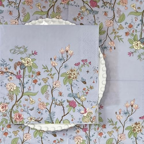 Bikasun 60 Wildblume Servietten, Vintage Blumen Einwegservietten Papierservietten Partyservietten für Partys, Hochzeit, Geburtstage, Tischdeko 33x33cm, Catering und Alltagsgebrauch